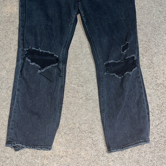 Abercrombie & Fitch Ankle Straight Ultra High Rise Distressed Jeans Black 31 12R - Picture 5 of 11